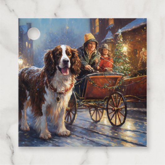 イングリッシュスリンガースパニエル犬クリスマスフェスティバルシーズン フェイバータグ (正面)