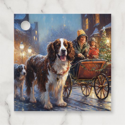 イングリッシュスリンガースパニエル犬クリスマスフェスティバルシーズン フェイバータグ (正面)