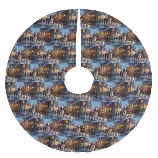 イングリッシュスリンガースパニエル犬クリスマスフェスティバルシーズン ブラッシュドポリエステルツリースカート (正面)