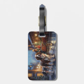 イングリッシュスリンガースパニエル犬クリスマスフェスティバルシーズン ラゲッジタグ (裏面縦)