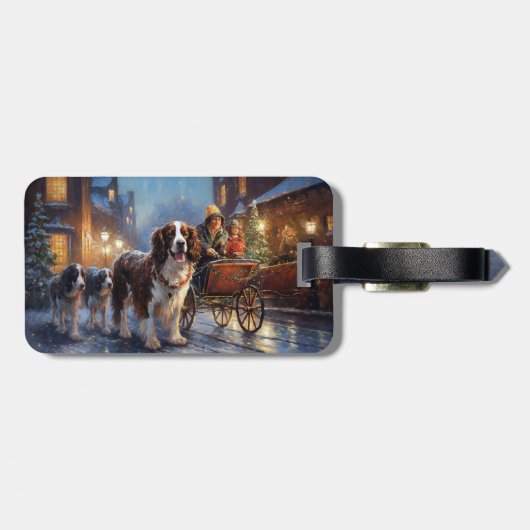 イングリッシュスリンガースパニエル犬クリスマスフェスティバルシーズン ラゲッジタグ (裏面横)