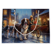 イングリッシュスリンガースパニエル犬クリスマスフェスティバルシーズン ラージペーパーバッグ (正面)