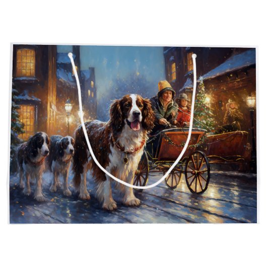 イングリッシュスリンガースパニエル犬クリスマスフェスティバルシーズン ラージペーパーバッグ (裏面)