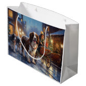 イングリッシュスリンガースパニエル犬クリスマスフェスティバルシーズン ラージペーパーバッグ (裏面アングル)