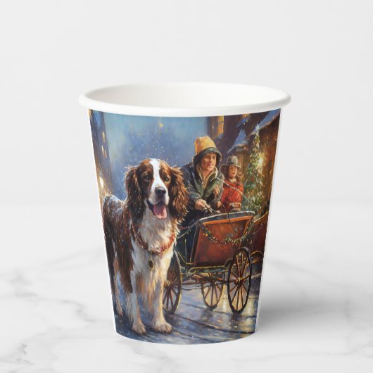 イングリッシュスリンガースパニエル犬クリスマスフェスティバルシーズン 紙コップ (正面)