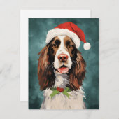 イングリッシュスリンガースパニエル犬クリスマスブラシ絵画ズ シーズンカード (正面/裏面)