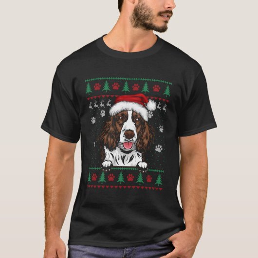 イングリッシュスリンガースパニエル犬クリスマス醜いセーターDo Tシャツ (正面)