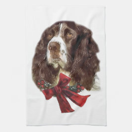 イングリッシュスリンガースパニエル犬クリスマス キッチンタオル