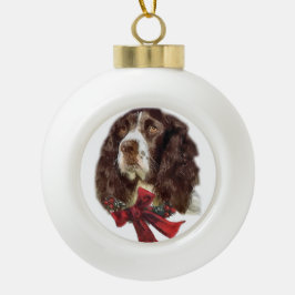 イングリッシュスリンガースパニエル犬クリスマス セラミックボールオーナメント