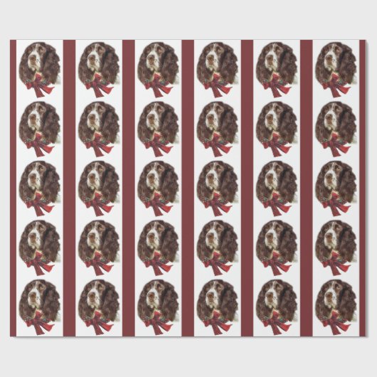 イングリッシュスリンガースパニエル犬クリスマス ラッピングペーパー (フラット)