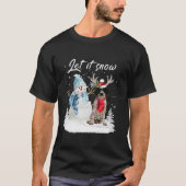 イングリッシュスリンガースパニエル犬サンタドッグクリスマススノーム Tシャツ (正面)