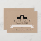 イングリッシュスリンガースパニエル犬シルエット結婚式RSVP 出欠カード (正面/裏面)
