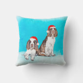 イングリッシュスリンガースパニエル犬ドウインスノークリスマスハット クッション (裏面)