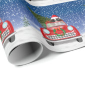 イングリッシュスリンガースパニエル犬ドッグカーで雪のクリスマス ラッピングペーパー (ロールコーナー)