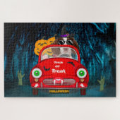 イングリッシュスリンガースパニエル犬ドッグカー怖いハロウィーン ジグソーパズル (横)