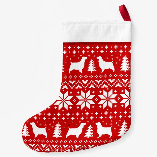 イングリッシュスリンガースパニエル犬ドッグシルエット模様 スモールクリスマスストッキング (裏面)