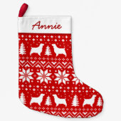 イングリッシュスリンガースパニエル犬ドッグシルエット模様 スモールクリスマスストッキング (正面)