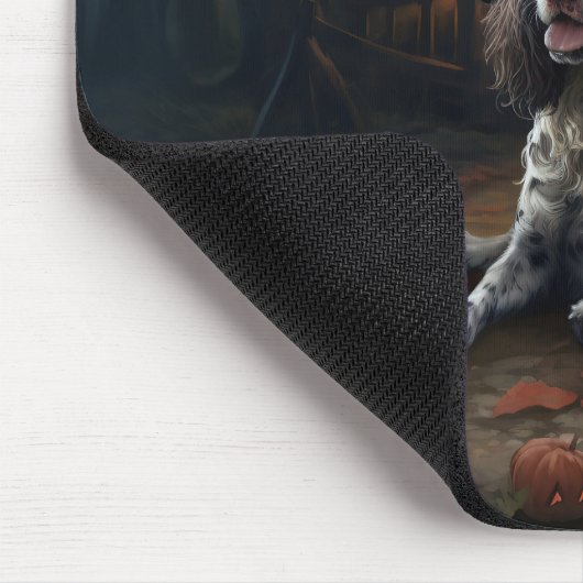 イングリッシュスリンガースパニエル犬パンプキンスハロウィンホラー マウスパッド (コーナー)