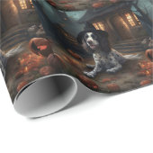 イングリッシュスリンガースパニエル犬パンプキンスハロウィンホラー ラッピングペーパー (ロールコーナー)