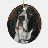 イングリッシュスリンガースパニエル犬パーソナライズされたペットフォト メタルオーナメント (左)