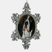 イングリッシュスリンガースパニエル犬ペットフォト スノーフレークピューターオーナメント (左)