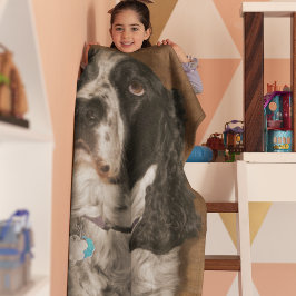イングリッシュスリンガースパニエル犬ペットフォト フリースブランケット