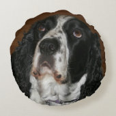 イングリッシュスリンガースパニエル犬ペットフォト ラウンドクッション (裏面)