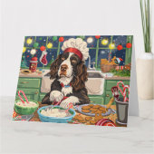 イングリッシュスリンガースパニエル犬ホリデーベーキング:フェスティバル カード (正面)