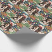 イングリッシュスリンガースパニエル犬ホリデーベーキング:フェスティバル ラッピングペーパー (角)