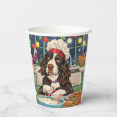 イングリッシュスリンガースパニエル犬ホリデーベーキング:フェスティバル 紙コップ (裏面)