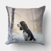 イングリッシュスリンガースパニエル犬レットイットスノークリスマス クッション (正面)