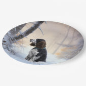 イングリッシュスリンガースパニエル犬レットイットスノークリスマス ペーパープレート (アングル)