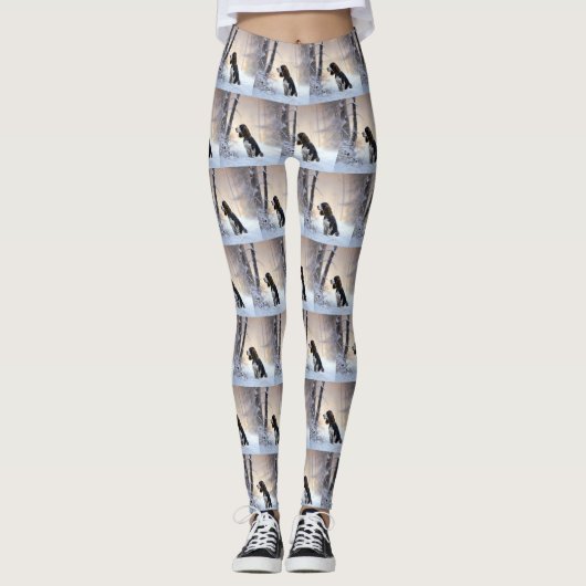 イングリッシュスリンガースパニエル犬レットイットスノークリスマス レギンス (正面)