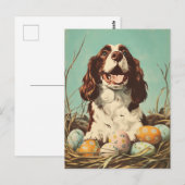 イングリッシュスリンガースパニエル犬ヴィンテージイースター ポストカード (正面/裏面)