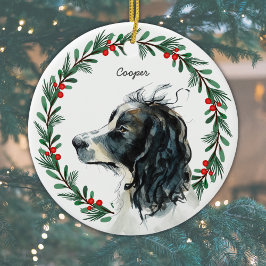 イングリッシュスリンガースパニエル犬名前をカスタムするクリスマス セラミックオーナメント