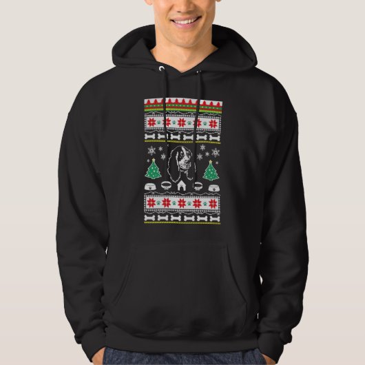 イングリッシュスリンガースパニエル犬愛好家醜いクリスマスセーター パーカ (正面)