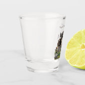 イングリッシュスリンガースパニエル犬，アート ショットグラス (左)