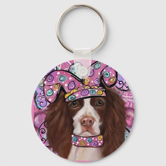 イングリッシュスリンガースパニエル犬 キーホルダー (正面)