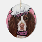 イングリッシュスリンガースパニエル犬 セラミックオーナメント (左)