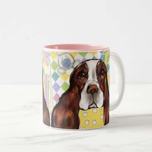 イングリッシュスリンガースパニエル犬 ツートーンマグカップ (正面右)