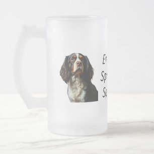 イングリッシュスリンガースパニエル犬 フロストグラスビールジョッキ