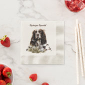 イングリッシュスリンガースパニエル犬 縁ありカクテルナプキン (インサイチュ)