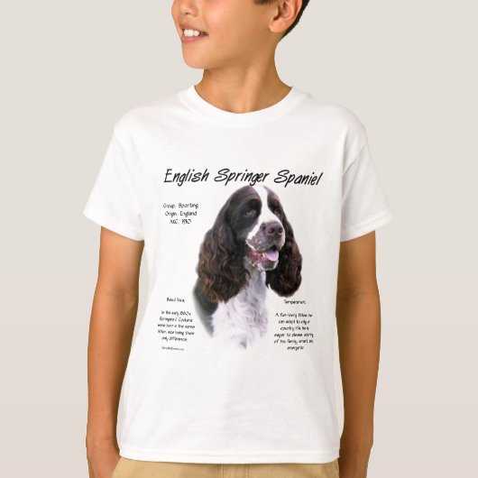 イングリッシュスリンガースパニエル犬（肝臓）履歴デザイン Tシャツ (正面)