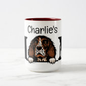 イングリッシュスリンガーパーソナライズされたスパニエル犬ママママグ ツートーンマグカップ (中央)