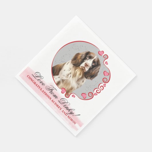 イングリッシュスリンガー結婚スパニエル犬のナプキンと写真 スタンダードランチョンナプキン (角)