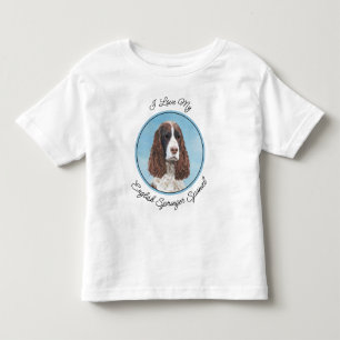 イングリッシュスリンガー絵画スパニエル犬オリジナルドッグアート トドラーTシャツ