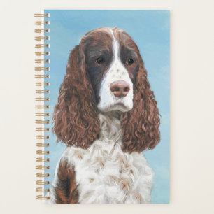 イングリッシュスリンガー絵画スパニエル犬オリジナルドッグアート プランナー手帳