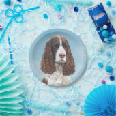 イングリッシュスリンガー絵画スパニエル犬オリジナルドッグアート ペーパープレート (パーティー)