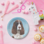イングリッシュスリンガー絵画スパニエル犬オリジナルドッグアート ペーパープレート (パーティー)