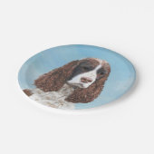 イングリッシュスリンガー絵画スパニエル犬オリジナルドッグアート ペーパープレート (アングル)